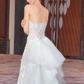 Dreamy Mermaid Strapless White Lace Tulle Long Wedding Dresses C3943