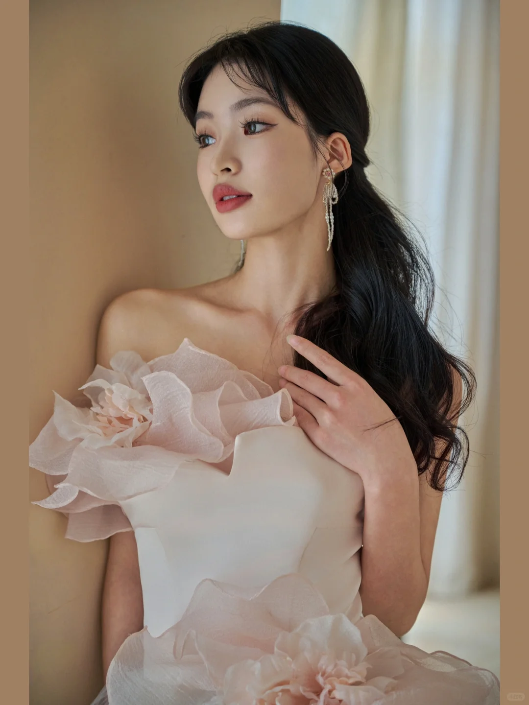Robe de mariée longue en satin et tulle, élégante et bustier, C3964