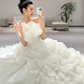 Vintage Ball Gown Strapless Tulle Pleated Long Wedding Dresses C3965