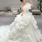 Vintage Ball Gown Strapless Tulle Pleated Long Wedding Dresses C3965