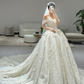 Robe de mariée longue en tulle et dentelle, épaules dénudées, avec voile, style rêveur, C3967