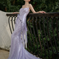 Vintage Mermaid Strapless Lilac Sequin Long Prom Dresses C3976
