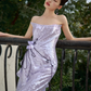 Vintage Mermaid Strapless Lilac Sequin Long Prom Dresses C3976