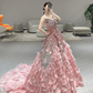 Gorgeous A Line Spaghetti Straps Satin Sequin Long Prom Dresses C3980