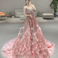 Gorgeous A Line Spaghetti Straps Satin Sequin Long Prom Dresses C3980