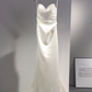 Robe de mariée sirène élégante à bretelles spaghetti en satin avec traîne en dentelle C3988