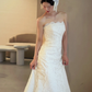 Vintage Mermaid Strapless Satin Lace Long Wedding Dresses C3993