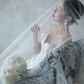 Robe de mariée longue en satin et dentelle, épaules dénudées, élégante, style sirène, avec voile, C4001