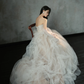 Vintage Ball Gown Strapless Tulle Lace With Gloves Long Wedding Dresses C4003