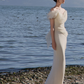 Robe de mariée sirène de rêve, épaules dénudées, en satin et tulle, avec voile, longue, C4011