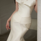 Robe de mariée longue en satin, élégante, style sirène, sans bretelles, C4012