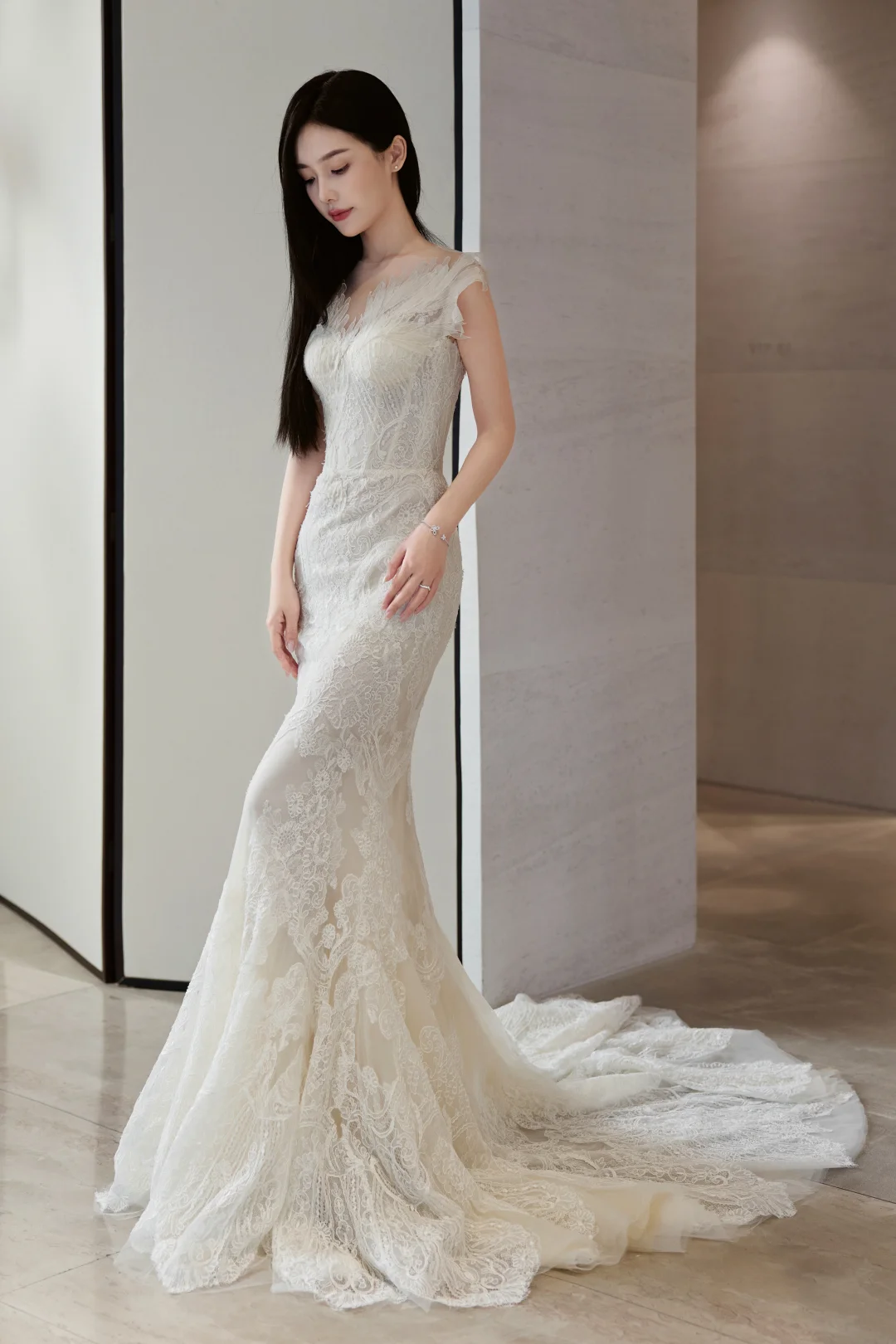 Timeless Mermaid Tulle Lace Long Wedding Dresses C4013