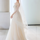 Robe de mariée longue vintage en tulle à bretelles spaghetti et appliques C4014
