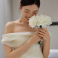 Robe de mariée longue en tulle et voile, épaules dénudées, jolie robe de bal C4015