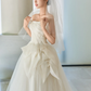 Robe de mariée longue élégante en tulle sans bretelles avec voile C4016