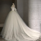 Robe de mariée longue en satin et tulle avec voile, style robe de bal, C4017