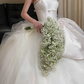 Robe de mariée longue en satin et tulle, tenue de bal unique, sans bretelles, C4019
