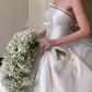 Robe de mariée longue en satin et tulle, tenue de bal unique, sans bretelles, C4019
