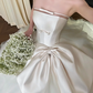 Robe de mariée longue en satin et tulle, tenue de bal unique, sans bretelles, C4019