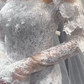 Robe de mariée sirène élégante, épaules dénudées, dentelle blanche, manches longues, avec voile, C4021