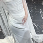 Robe de mariée longue en mousseline de soie blanche, élégante, sans bretelles, style sirène, C4022
