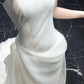 Robe de mariée longue en mousseline de soie, décolleté en cœur, style sirène, unique, C4023