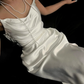 Robe de mariée longue en satin, élégante, épaules dénudées, style sirène, C4024