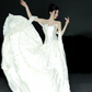 Robe de mariée longue en satin, coupe A, sans bretelles, unique, C4030