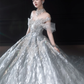 Robe de mariée longue en tulle et sequins, épaules dénudées, style bal intemporel, C4038