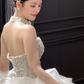 Superbe robe de mariée longue en tulle à sequins et décolleté en cœur C4041