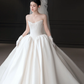 Robe de mariée longue en satin, simple et élégante, sans bretelles, avec voile et gants, C4042