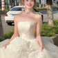 Robe de mariée longue en tulle, bustier et appliques, jolie robe de bal C4045