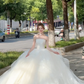 Robe de mariée longue en tulle, bustier et appliques, jolie robe de bal C4045