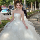 Robe de mariée longue en tulle, bustier et appliques, jolie robe de bal C4045
