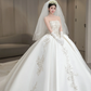 Robe de mariée longue en satin, bustier, avec voile et gants, effet d'illusion, C4052