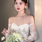 Robe de mariée élégante sirène à épaules dénudées et manches longues en dentelle C4057