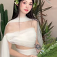 Robe de mariée longue en mousseline de soie, style sirène, sans bretelles, chic, C4059