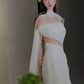 Robe de mariée longue en mousseline de soie, style sirène, sans bretelles, chic, C4059