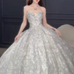 Glitter Ball Gown Strapless Tulle Sequin Long Wedding Dresses C4062