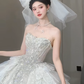 Robe de mariée longue en tulle à sequins et bustier, style intemporel, avec voile, C4063