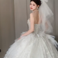 Robe de mariée longue en tulle à sequins et bustier, style intemporel, avec voile, C4063