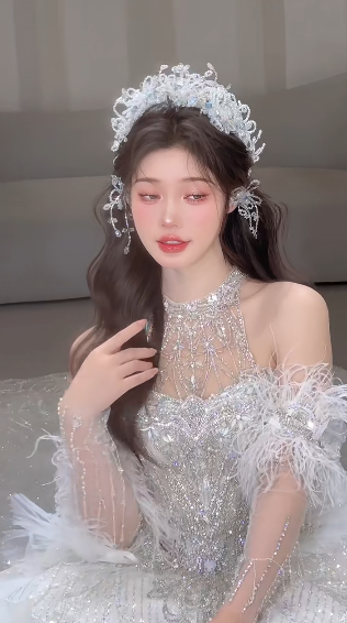 Robe de mariée longue en tulle, paillettes et perles, col licou, style unique, C4064