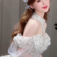 Superbe robe de bal à épaules dénudées, en tulle, paillettes et perles, longue robe de mariée C4069