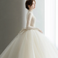 Robe de mariée longue en tulle et dentelle, manches longues, style unique, C4171