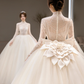 Robe de mariée longue en tulle et dentelle, manches longues, style unique, C4171