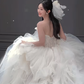 Robe de mariée longue en tulle, élégante et bustier, C4071