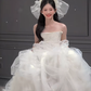 Robe de mariée longue en tulle, élégante et bustier, C4071