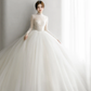 Robe de mariée longue en tulle et dentelle, manches longues, style unique, C4171