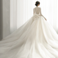 Robe de mariée longue en tulle et dentelle, manches longues, style unique, C4171