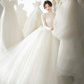 Robe de mariée longue en tulle et dentelle, manches longues, style unique, C4171